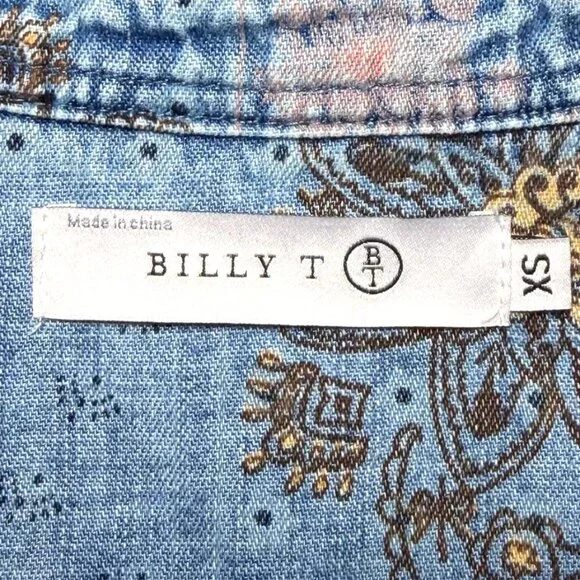 BILLY T Printed Bandana Print Denim Shirtdress - Picture 7 of 7